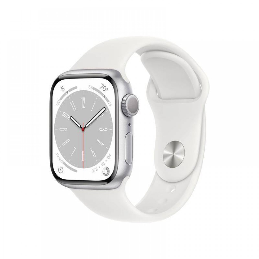Watch Apple Watch Series 8 GPS 41mm Silver Aluminium Case with Sport Band - White EU Smart Watch Watch Apple Watch Series 8 GPS 41mm Silver Aluminium Case with Sport Band - White EU Smart Watch